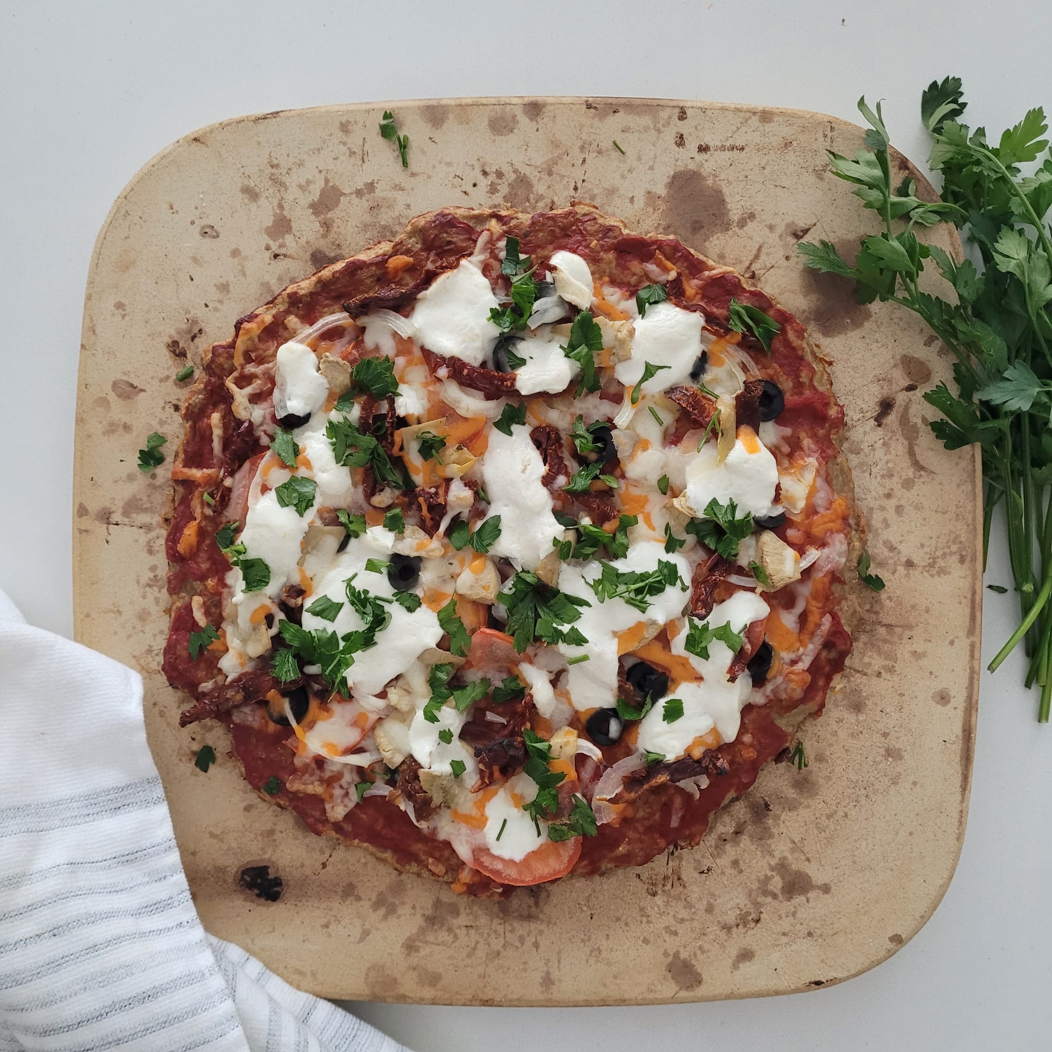 Keto Ground Turkey Meatza (Pizza Stone or Pan Edition)